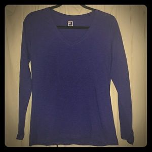 Dark Purple long sleeved V Neck T-Shirt
